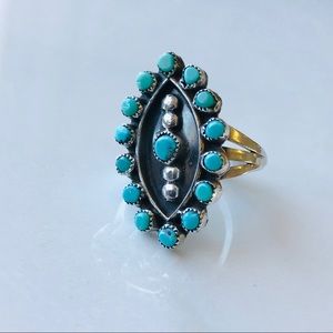 Vintage Zuni Snake eyes Turquoise ring
